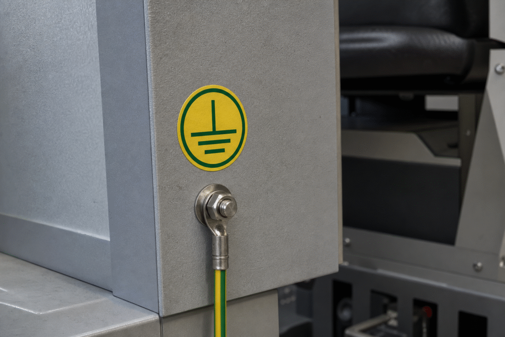Home 13 IEC 60204-1 grounding label on operator seat lateral box - Trunsin