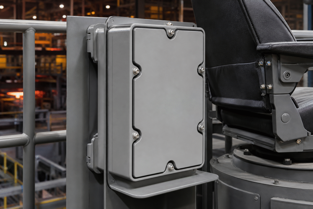 Home 11 IP31 lateral box enclosure on industrial operator seat - Trunsin