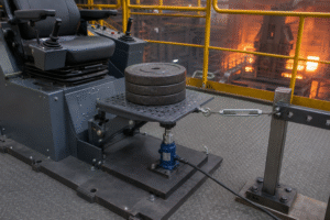 Foot rest load test on industrial operator seat - Trunsin
