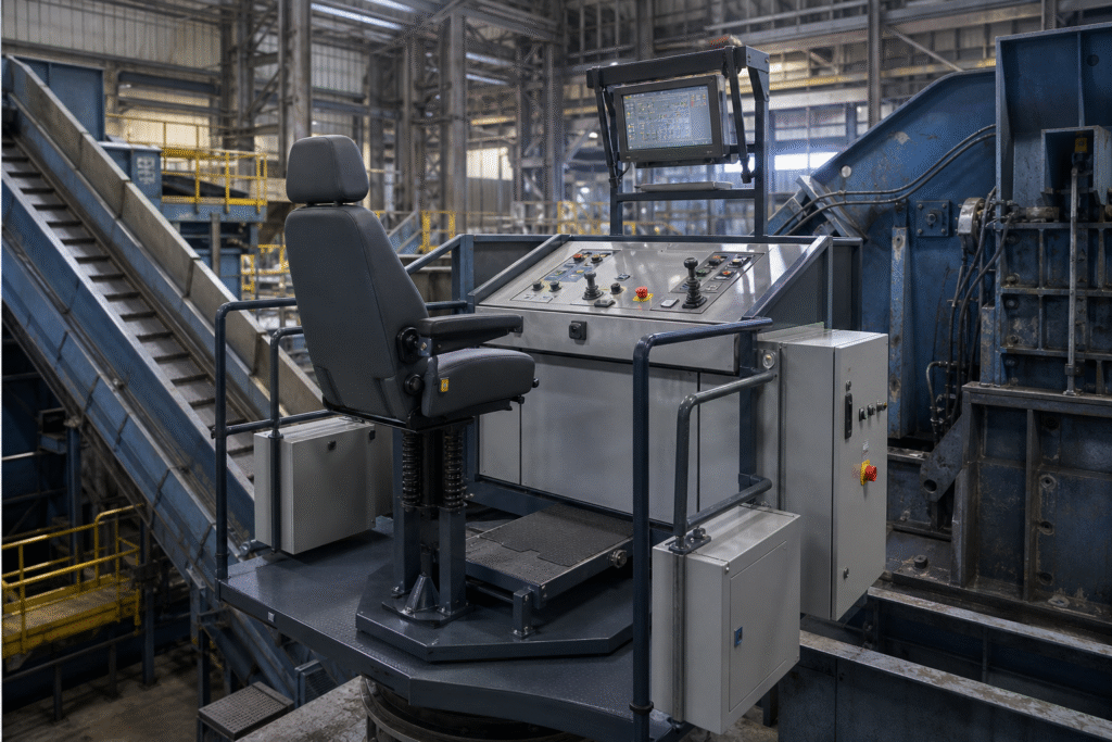 Home 14 Shredder line operator seat and control console - Trunsin industrial pulpit