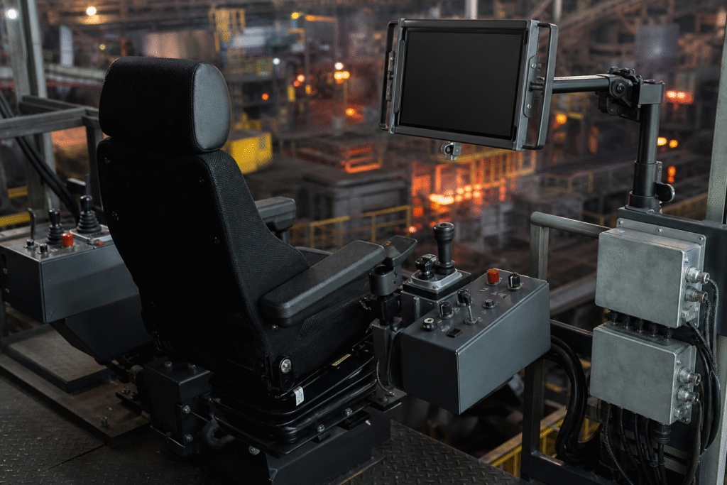 Home 10 VESA monitor mount on operator seat control console - Trunsin