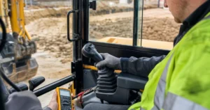Cat excavator cab joystick centering diagnostic scene
