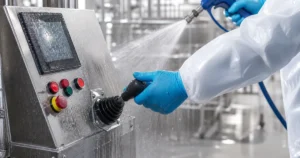Stainless food pharma washdown joystick hygienic panel mount scene